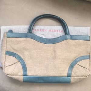 Lauren Merkin Leather and Linen Handbag